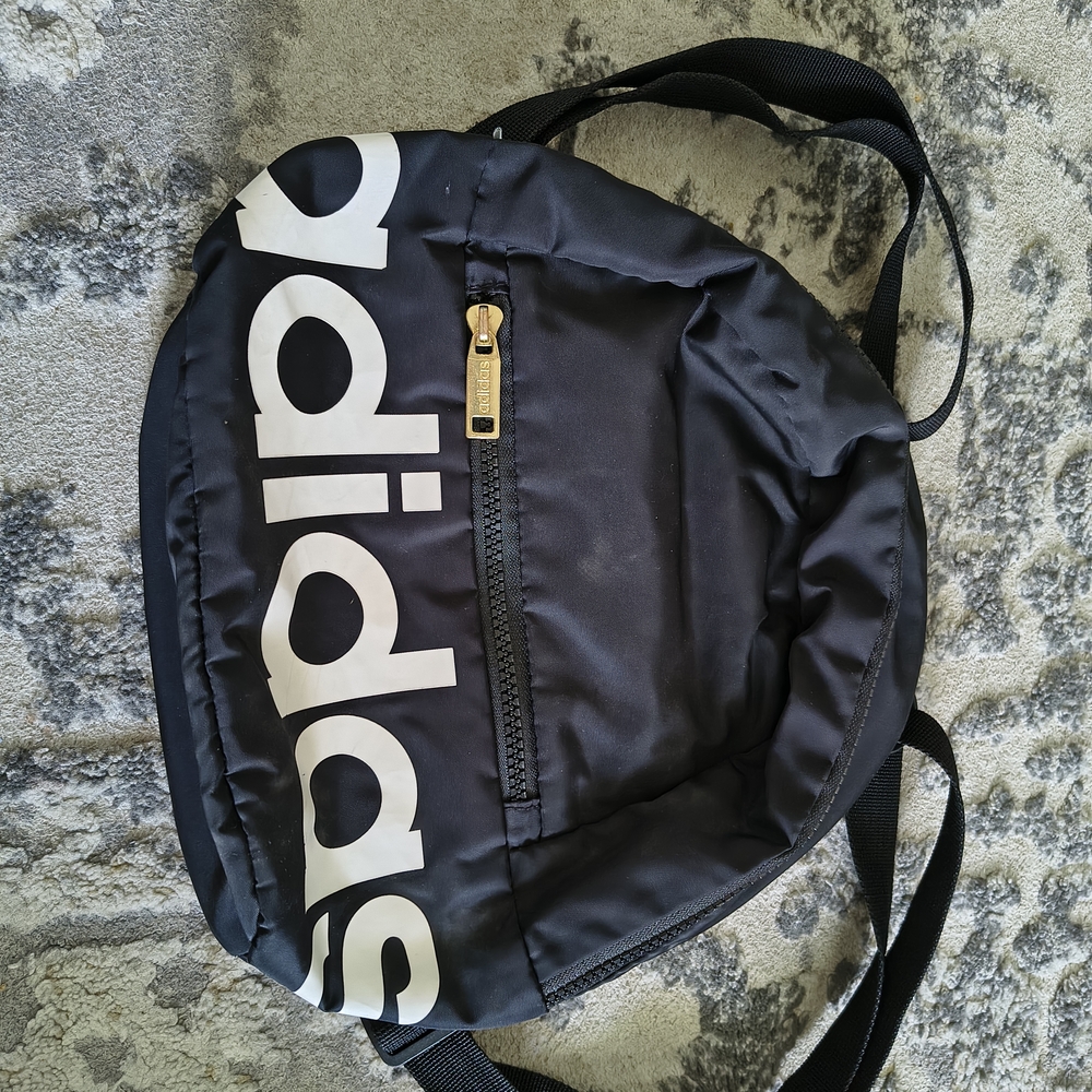 adidas Black Mini Backpack Bag with White Logo